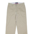 TOMMY HILFIGER Mens Cotton Blend Beige Regular Fit Straight Leg Trousers W34 L32
