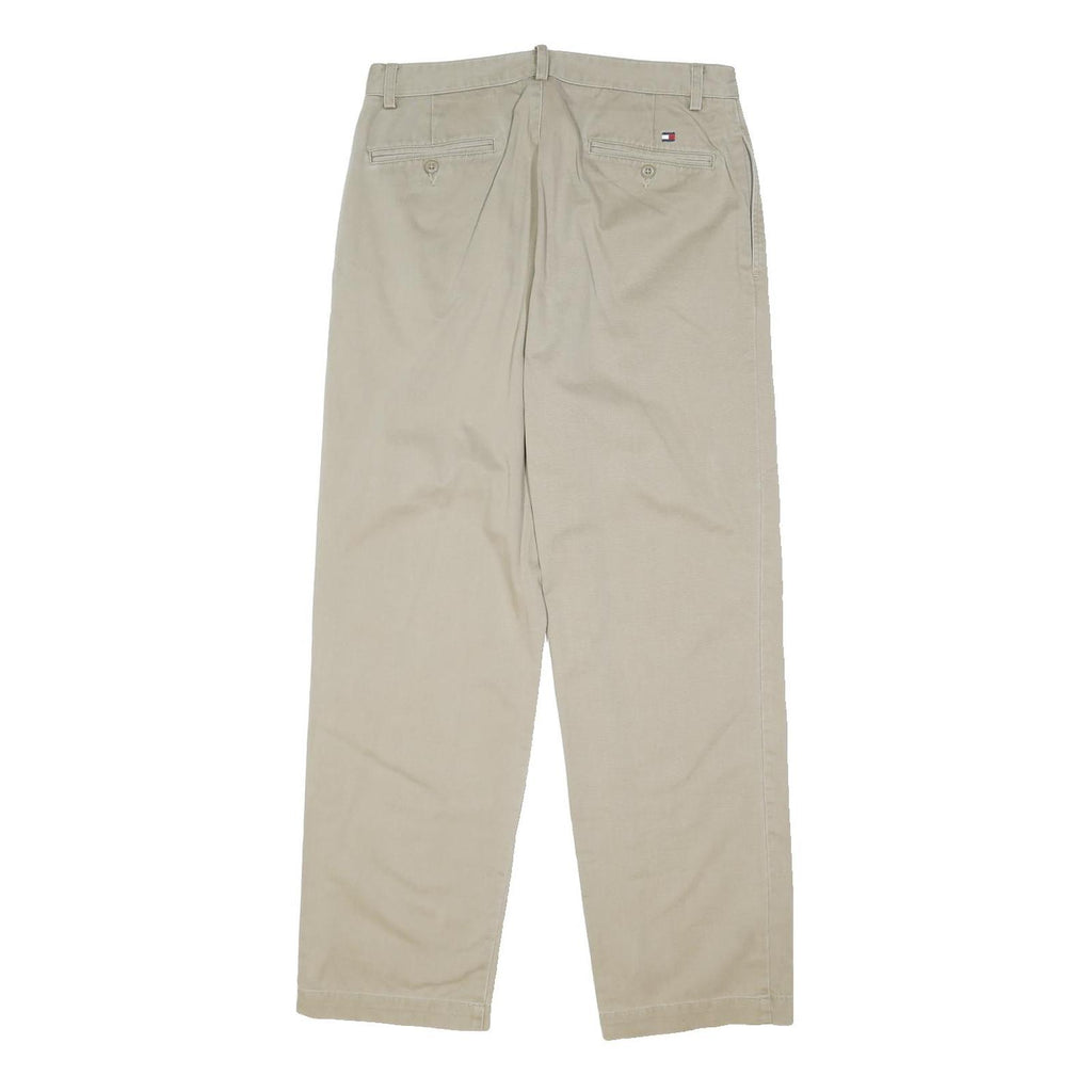 TOMMY HILFIGER Mens Cotton Blend Beige Regular Fit Straight Leg Trousers W34 L32