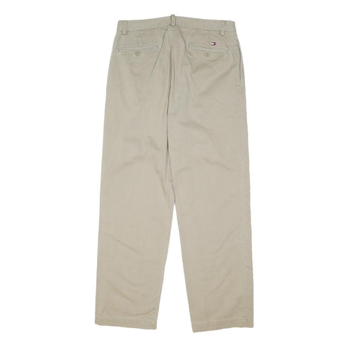 TOMMY HILFIGER Mens Cotton Blend Beige Regular Fit Straight Leg Trousers W34 L32