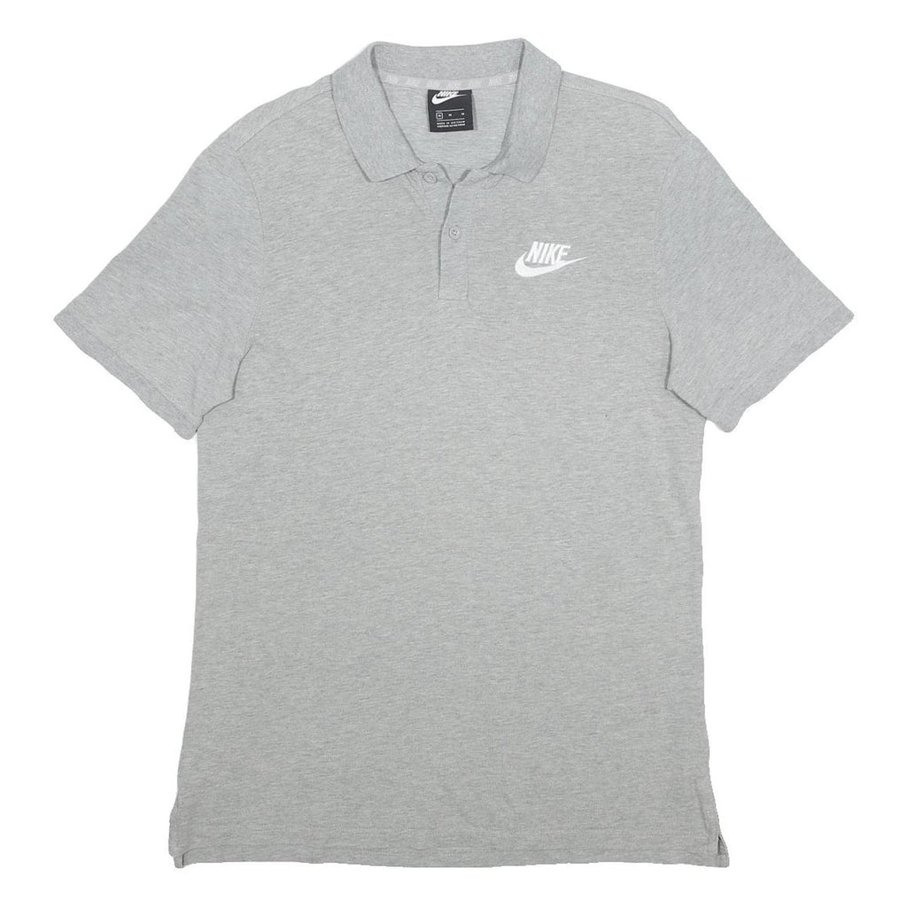 NIKE Mens Grey Short Sleeve Plain Polo Shirt M Cotton Sports Casual
