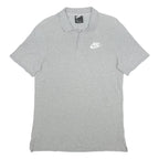 NIKE Mens Grey Short Sleeve Plain Polo Shirt M Cotton Sports Casual