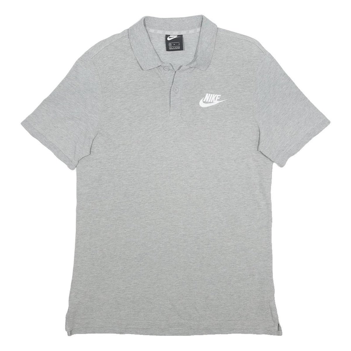 NIKE Mens Grey Short Sleeve Plain Polo Shirt M Cotton Sports Casual