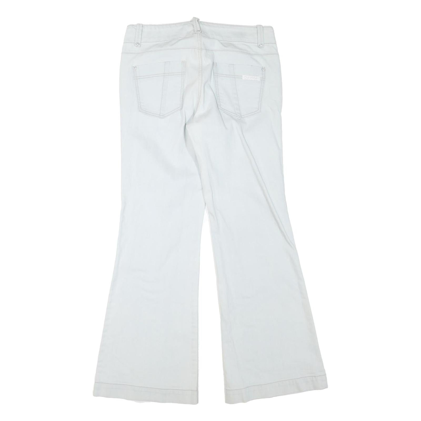 CALVIN KLEIN Womens Jeans White Regular Flared Denim Light W32 L32 Zip Cotton