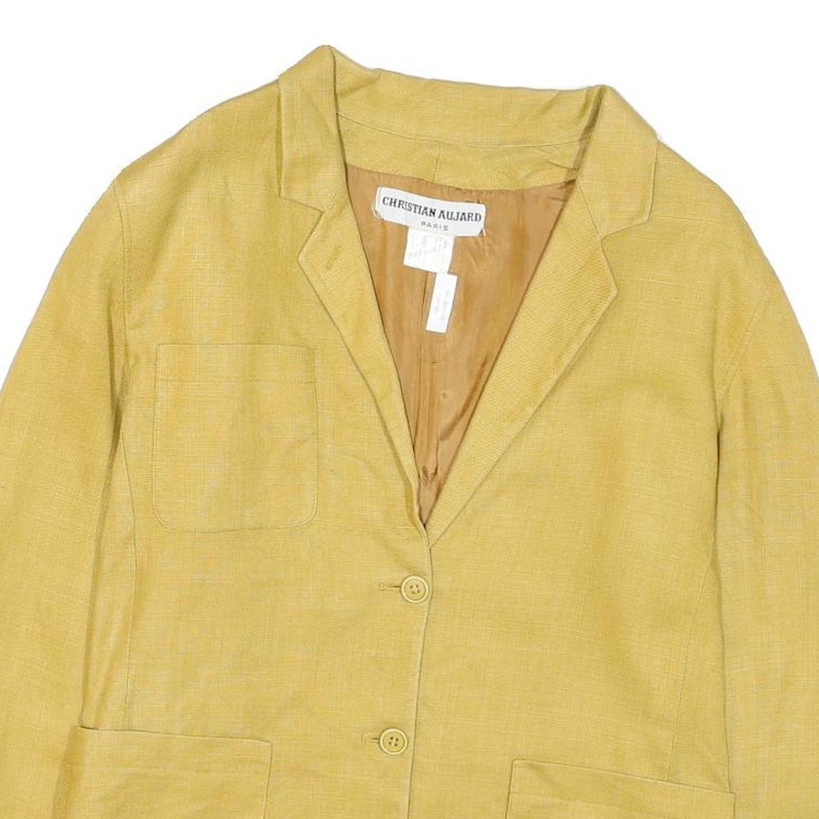 CHRISTIAN AUJARD Womens Yellow Classic Jacket M Polyester Blend Button Plain