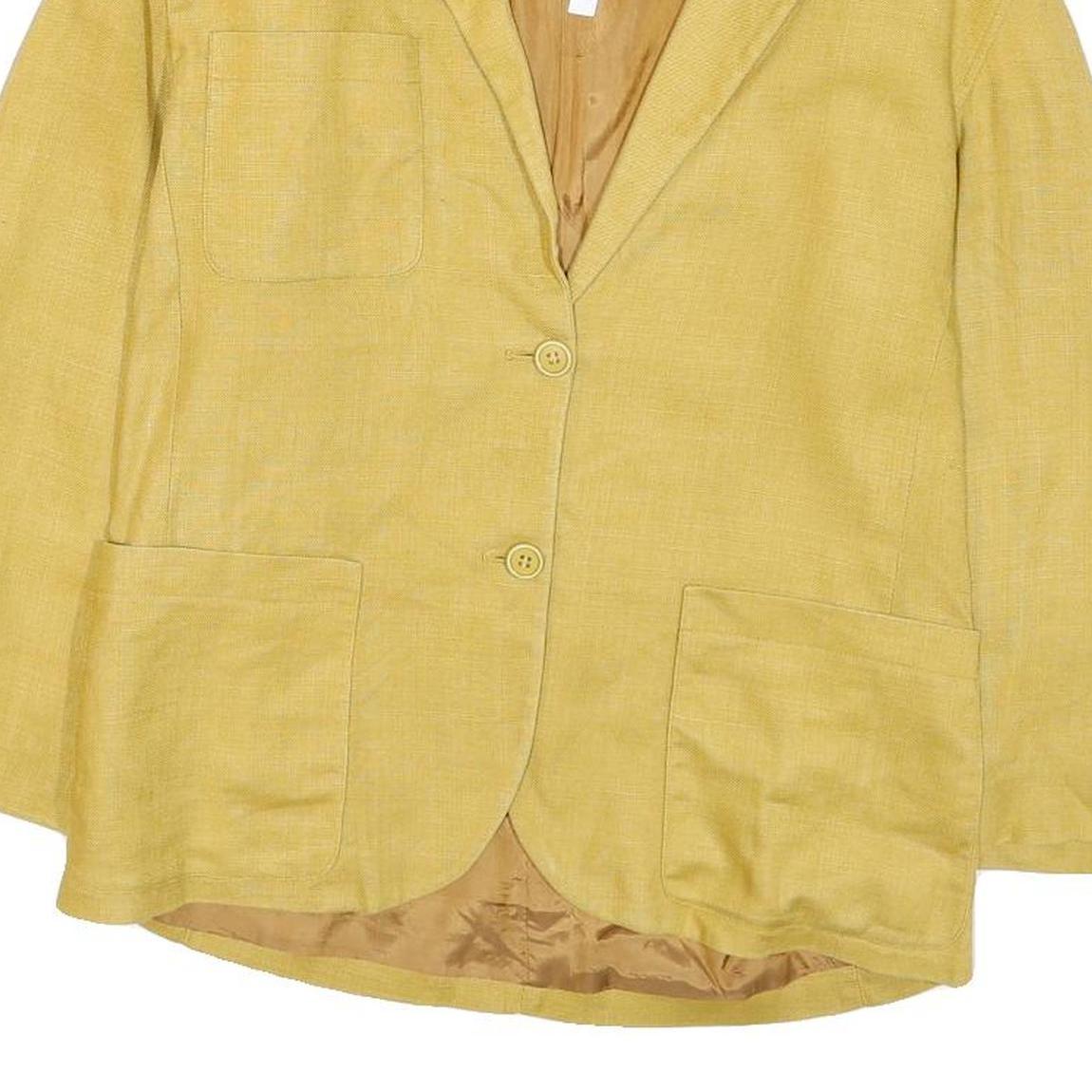 CHRISTIAN AUJARD Womens Yellow Classic Jacket M Polyester Blend Button Plain