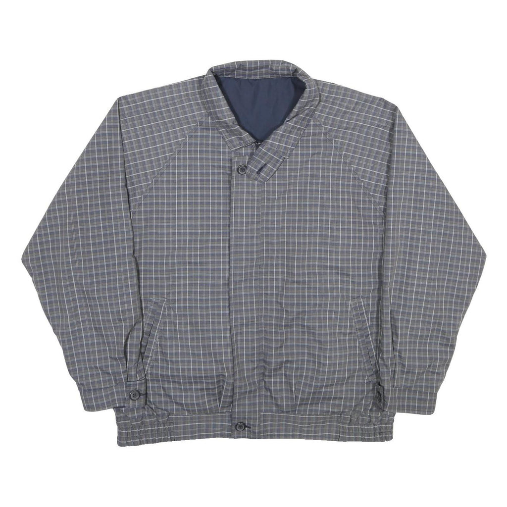 YES SIR Mens Grey Check Reversible Jacket XL Polyester Blend Zip Casual