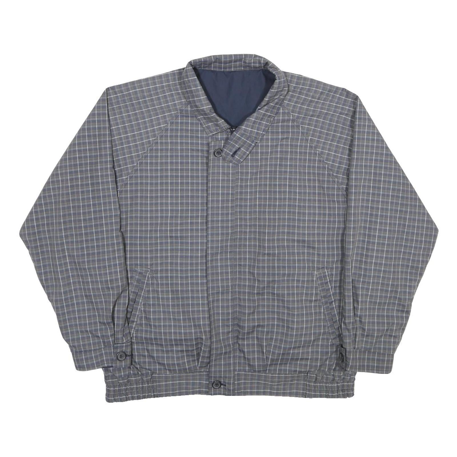 YES SIR Mens Grey Check Reversible Jacket XL Polyester Blend Zip Casual