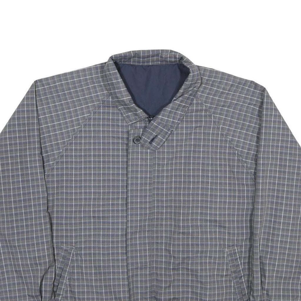 YES SIR Mens Grey Check Reversible Jacket XL Polyester Blend Zip Casual