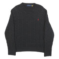 POLO RALPH LAUREN Mens Black Patterned Cotton Cable Knit Jumper XL Classic Fit