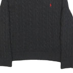 POLO RALPH LAUREN Mens Black Patterned Cotton Cable Knit Jumper XL Classic Fit