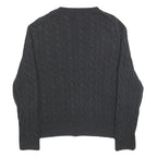POLO RALPH LAUREN Mens Black Patterned Cotton Cable Knit Jumper XL Classic Fit