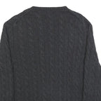 POLO RALPH LAUREN Mens Black Patterned Cotton Cable Knit Jumper XL Classic Fit