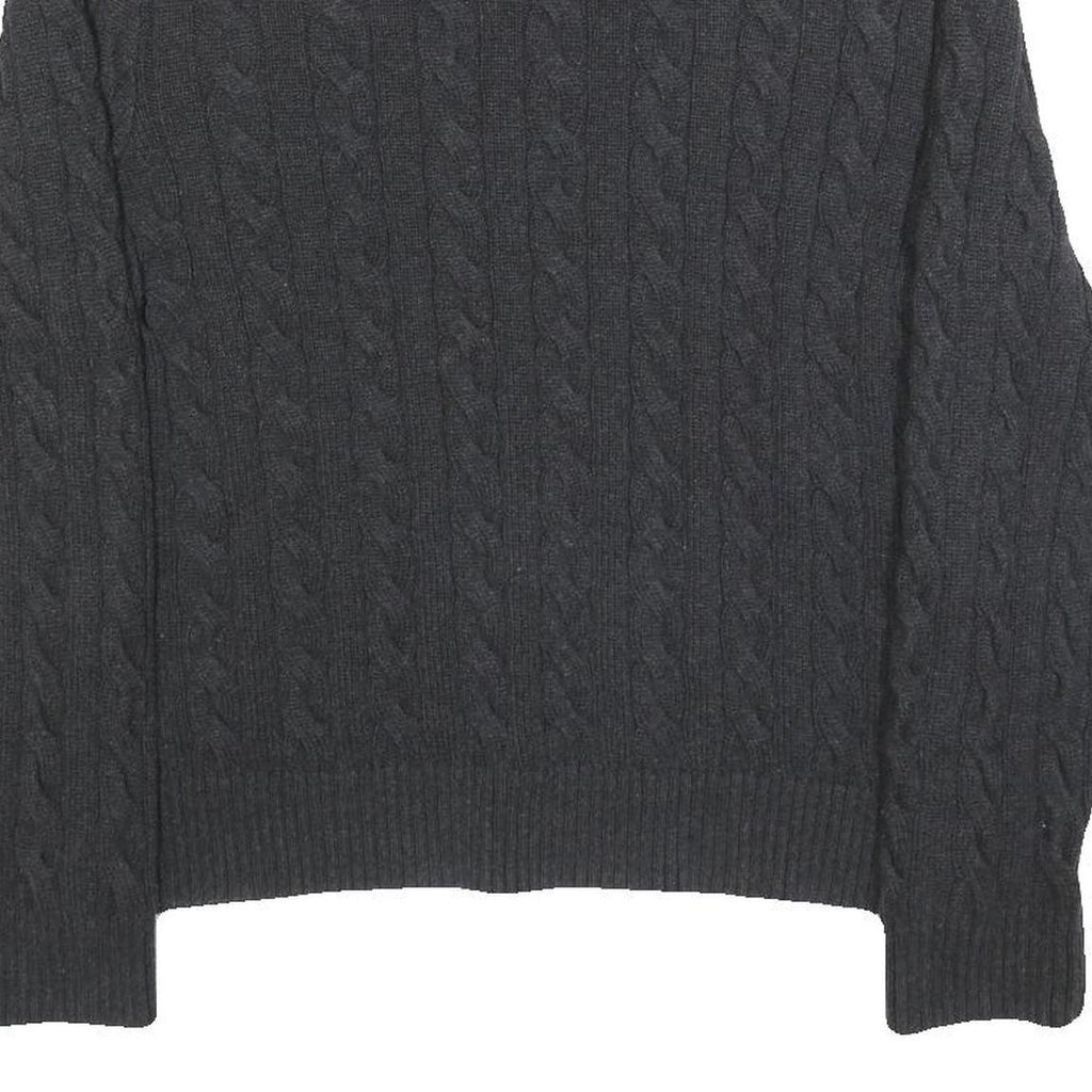 POLO RALPH LAUREN Mens Black Patterned Cotton Cable Knit Jumper XL Classic Fit