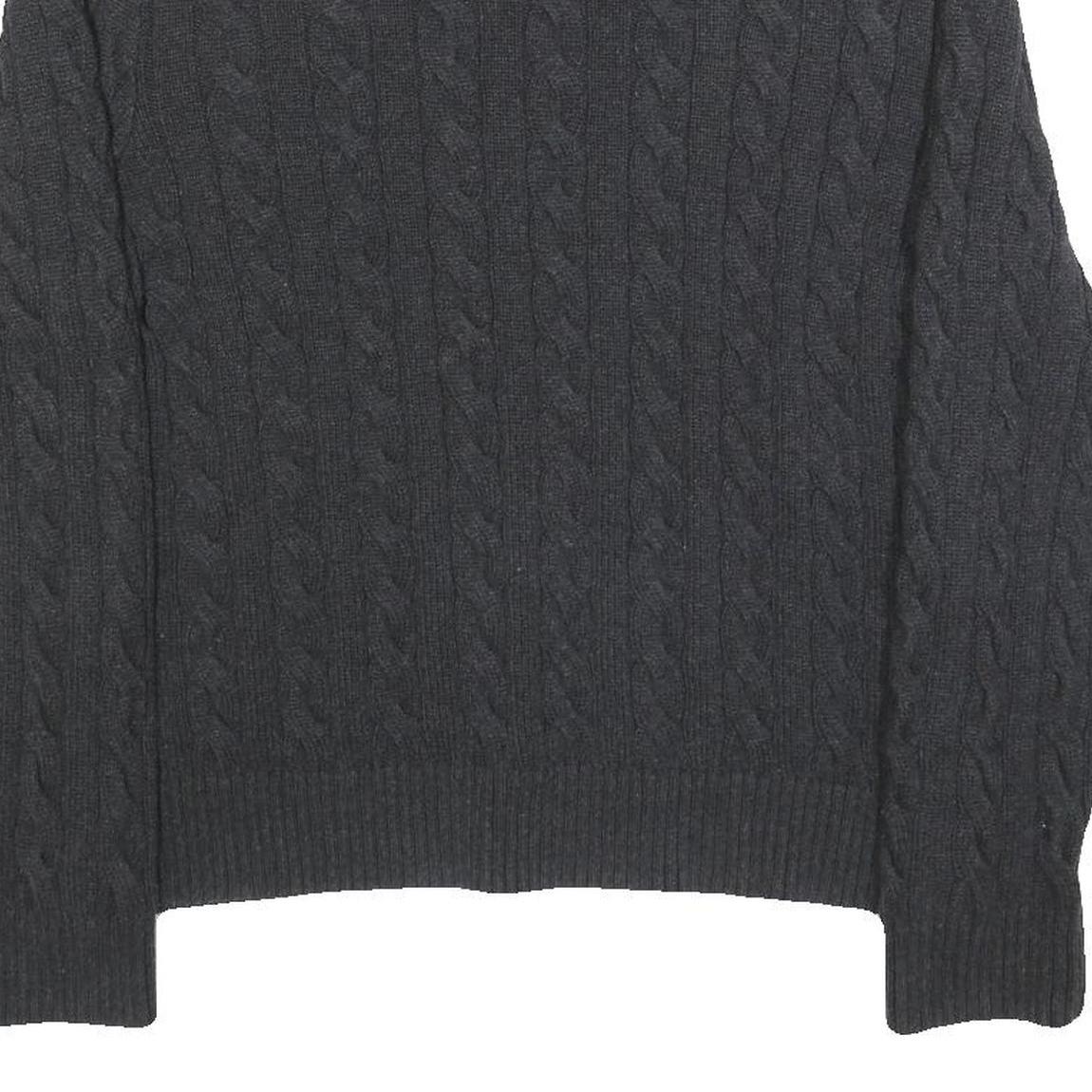 POLO RALPH LAUREN Mens Black Patterned Cotton Cable Knit Jumper XL Classic Fit