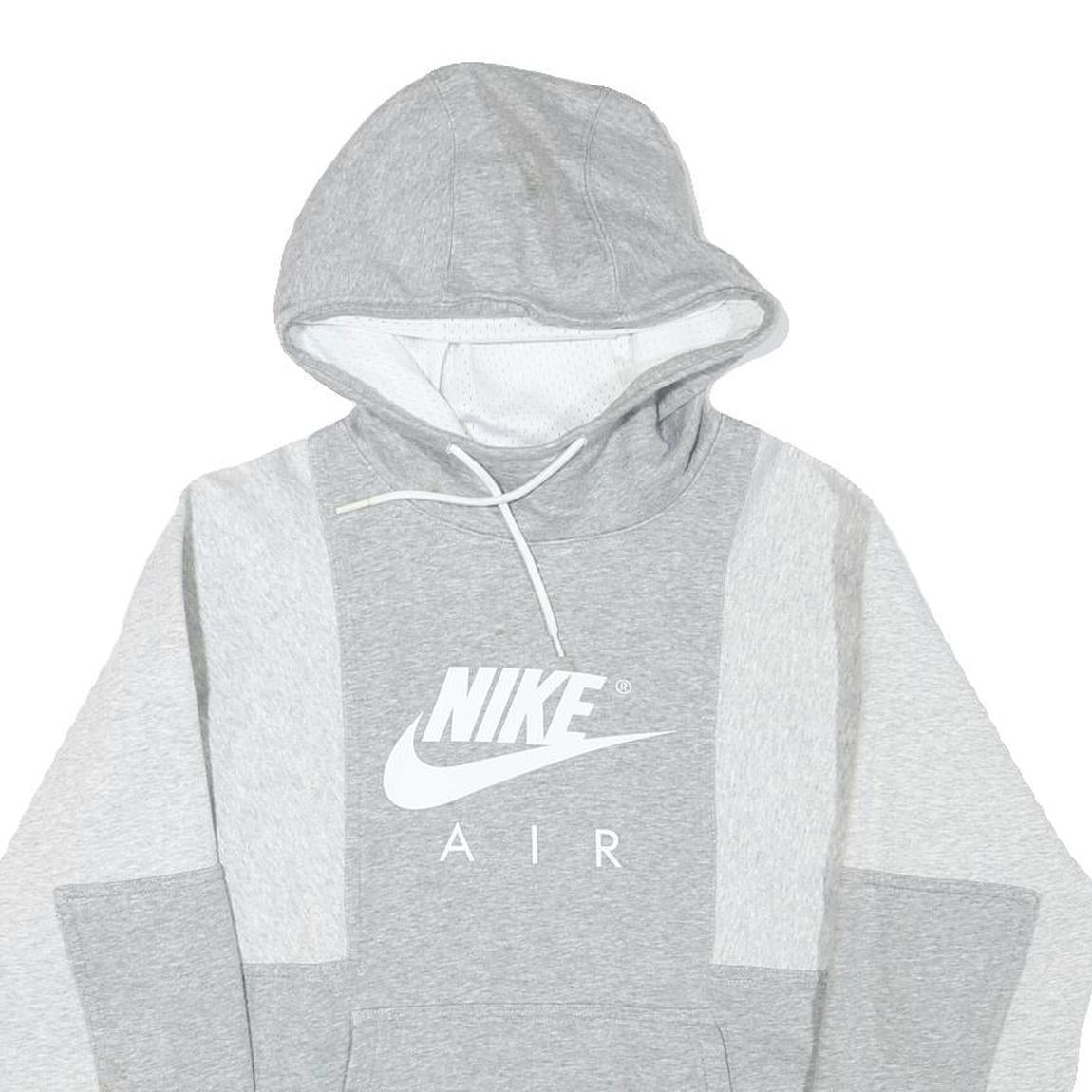 NIKE Mens Grey & Light Grey Air Pullover Hoodie S Comfortable Cotton Blend