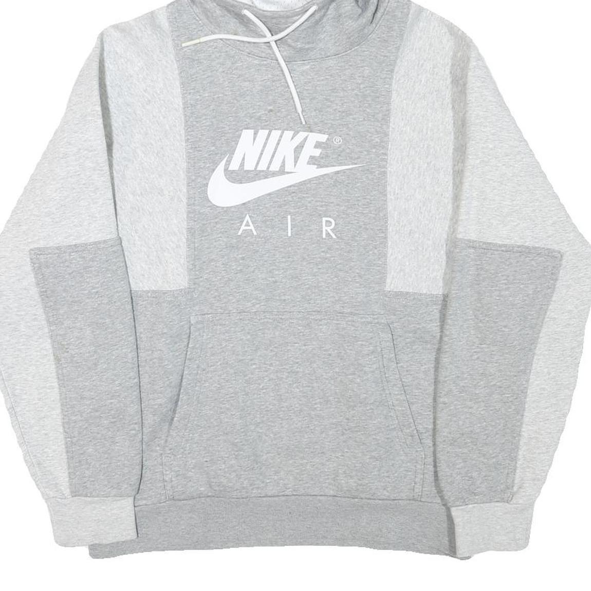 NIKE Mens Grey & Light Grey Air Pullover Hoodie S Comfortable Cotton Blend