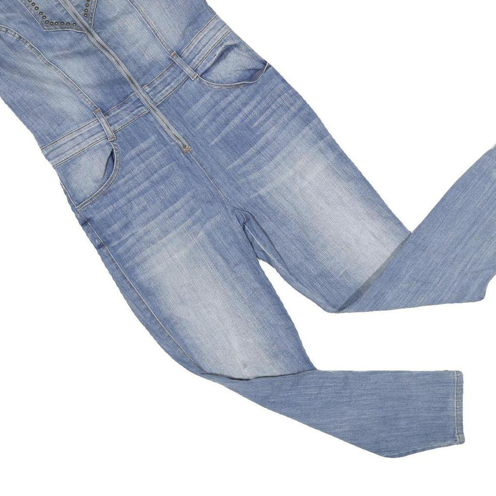 GUESS Womens Blue Denim Dungarees Slim Cotton Blend UK 10 W30 L27 Stylish Zipper