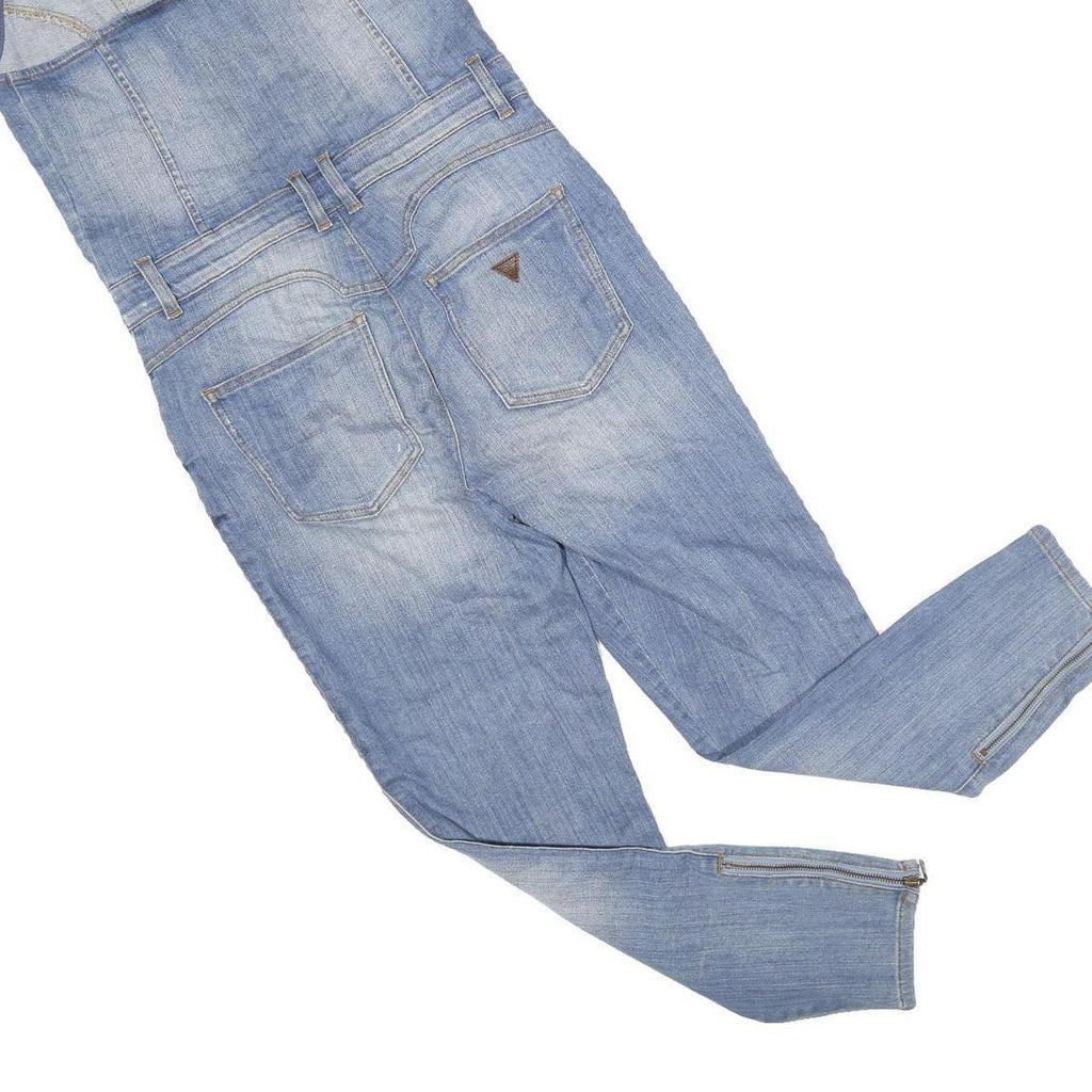 GUESS Womens Blue Denim Dungarees Slim Cotton Blend UK 10 W30 L27 Stylish Zipper