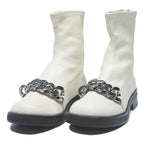 CHARLES & KEITH Womens Leather Ankle Boots White UK 3 Contemporary Chain Detail