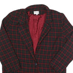 J'ENVIE SPORT Womens Red & Black Check Wool Jacket UK 14 Button Closure Classic