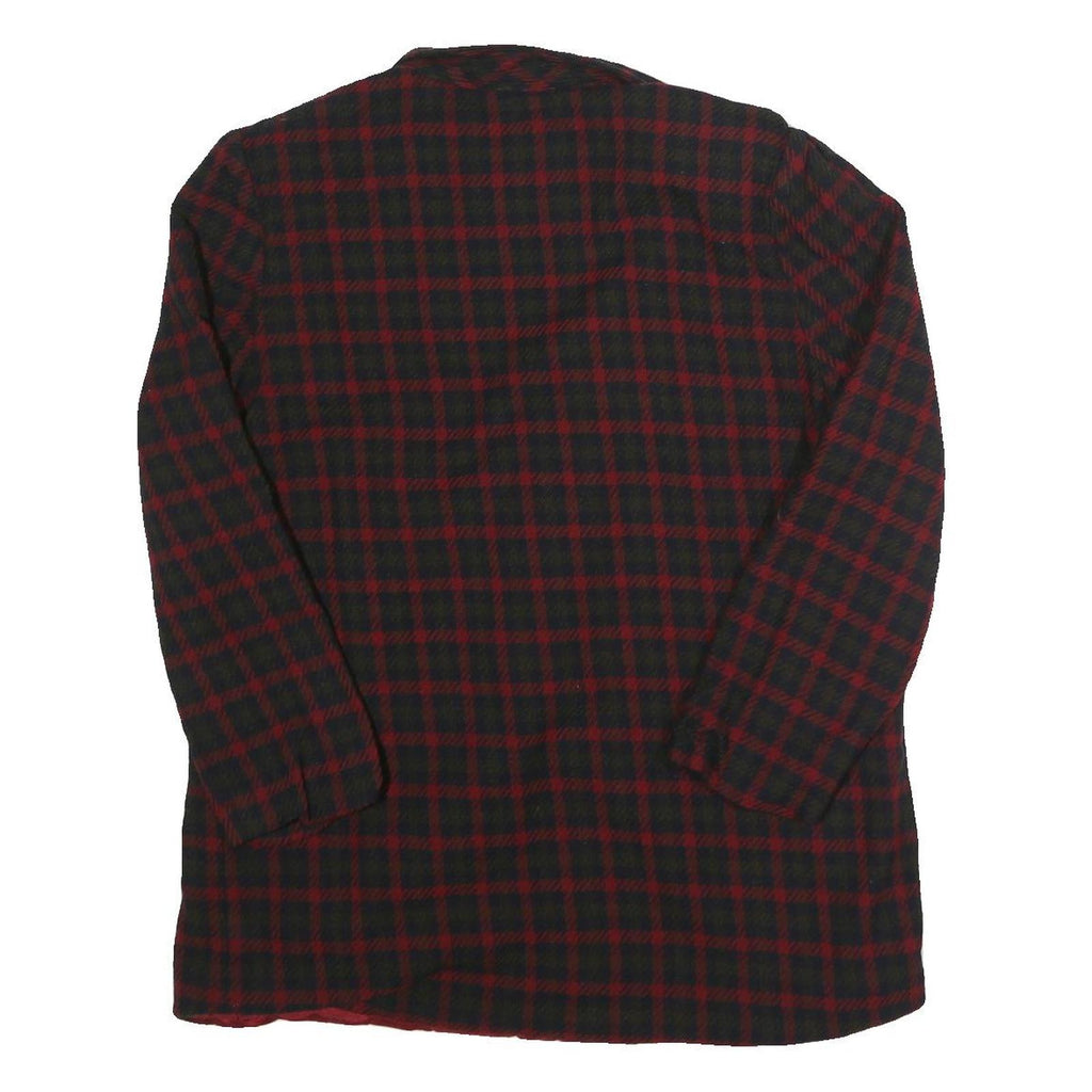 J'ENVIE SPORT Womens Red & Black Check Wool Jacket UK 14 Button Closure Classic