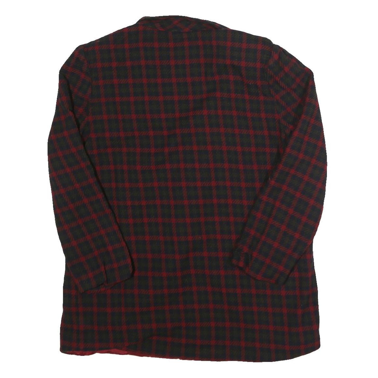 J'ENVIE SPORT Womens Red & Black Check Wool Jacket UK 14 Button Closure Classic