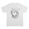 LITTLE BROWNIE ORIGINALS Mens White Grey Husky Graphic T-Shirt L Short Sleeve