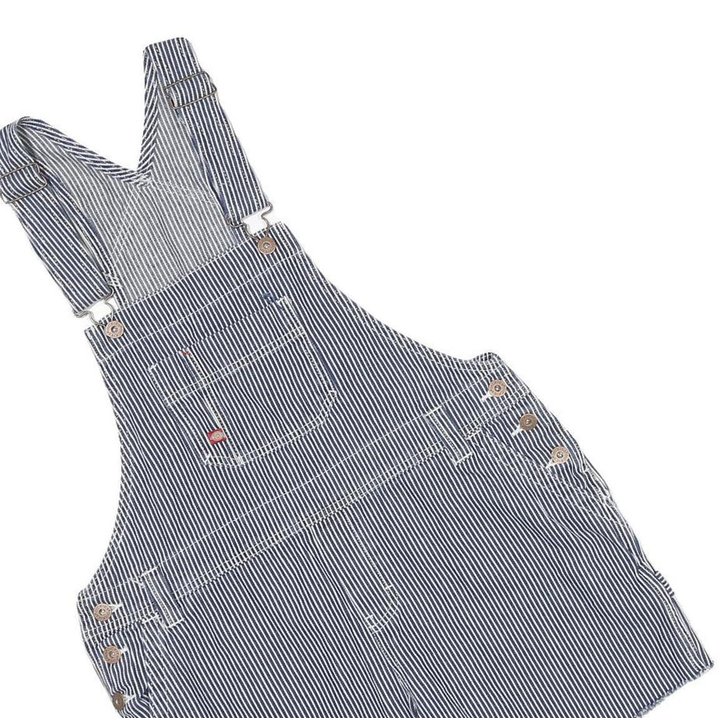 DICKIES Womens Blue & White Cotton Blend Striped Dungarees Slim Fit Size S W36