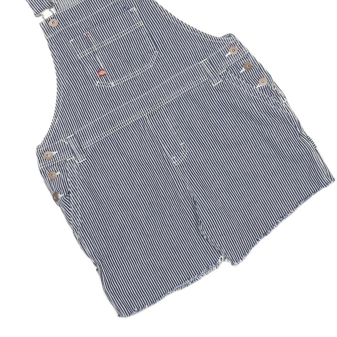 DICKIES Womens Blue & White Cotton Blend Striped Dungarees Slim Fit Size S W36