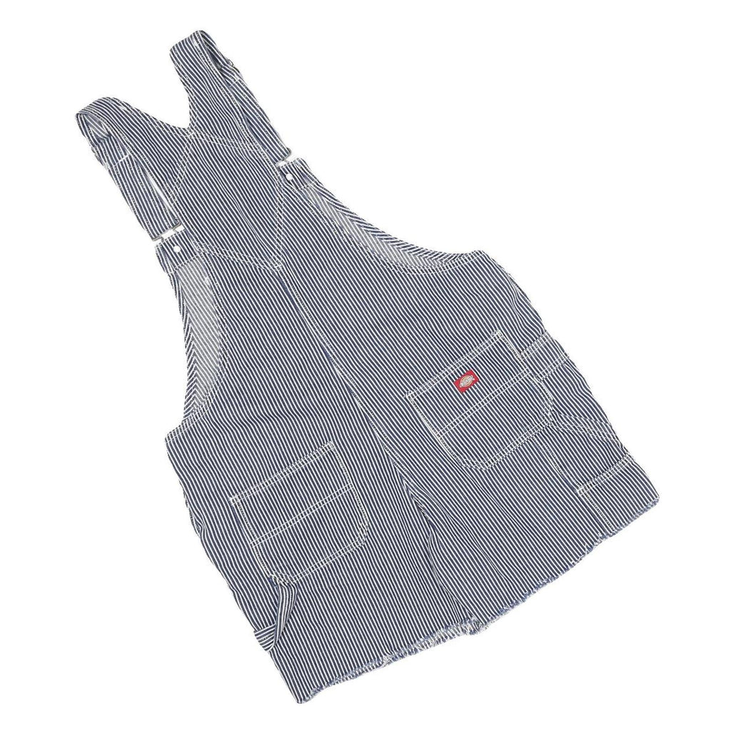 DICKIES Womens Blue & White Cotton Blend Striped Dungarees Slim Fit Size S W36
