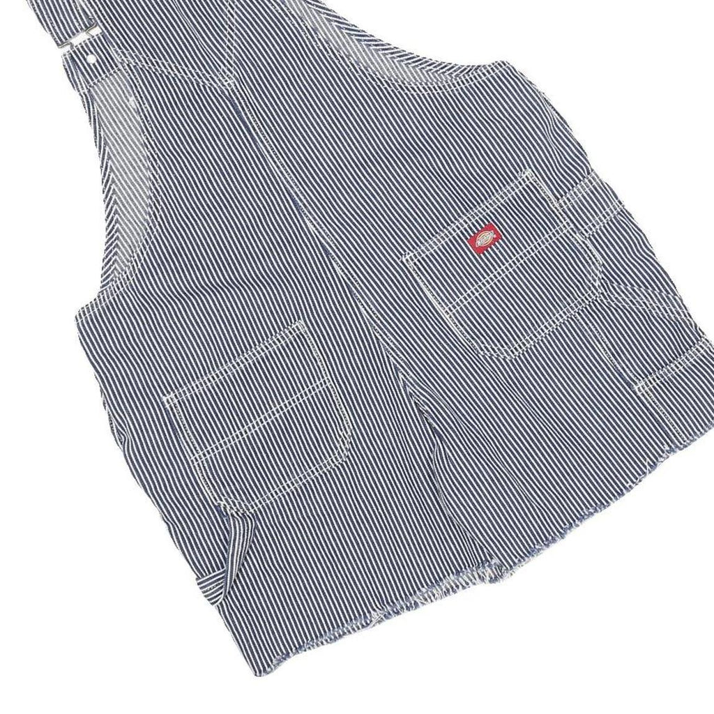 DICKIES Womens Blue & White Cotton Blend Striped Dungarees Slim Fit Size S W36