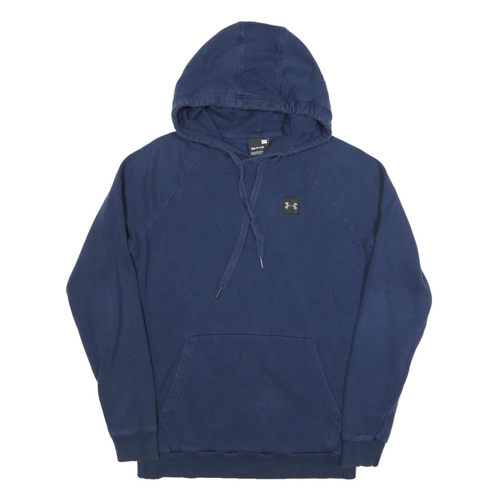 UNDER ARMOUR Mens Navy Blue Hoodie S Cotton Blend Casual Pullover Sweatshirt