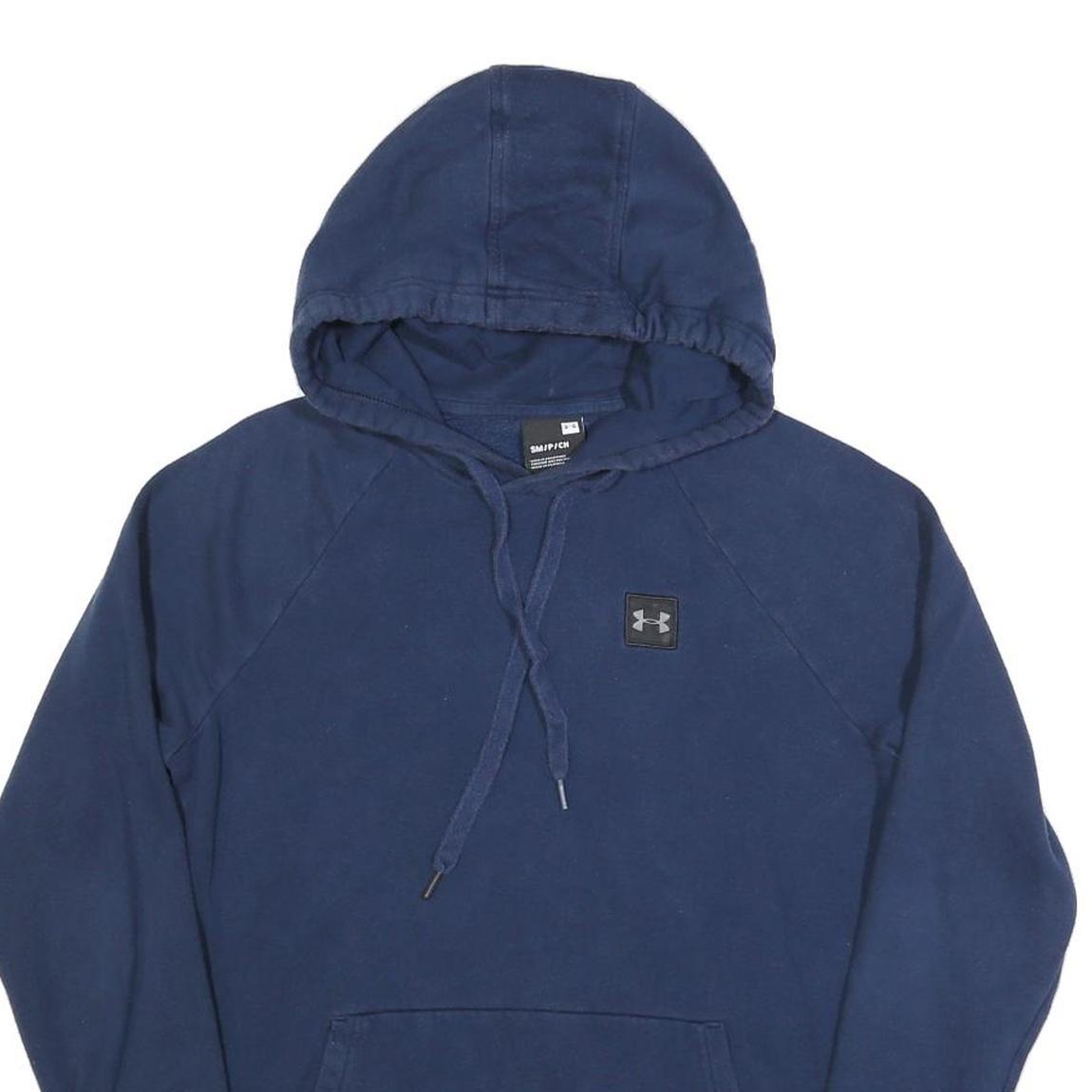 UNDER ARMOUR Mens Navy Blue Hoodie S Cotton Blend Casual Pullover Sweatshirt