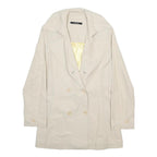 SANDRO Womens Cream Cotton Blend Button Jacket S Plain Classic Stylish