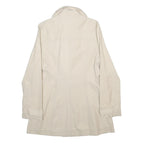 SANDRO Womens Cream Cotton Blend Button Jacket S Plain Classic Stylish