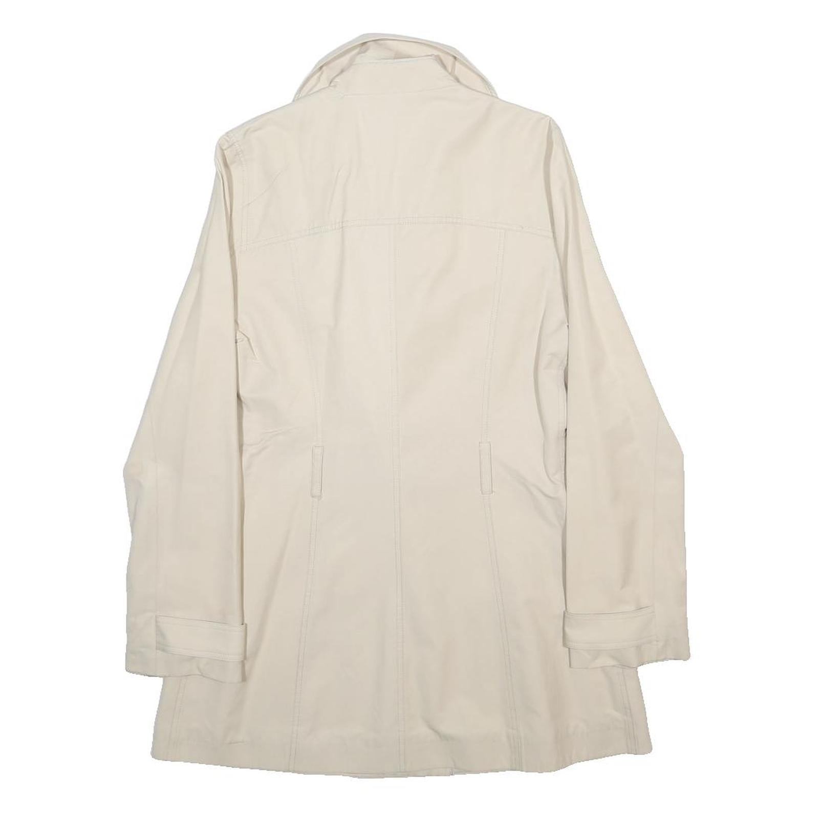SANDRO Womens Cream Cotton Blend Button Jacket S Plain Classic Stylish