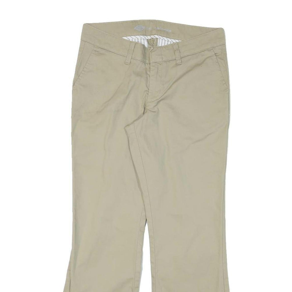 DICKIES Womens Beige Cotton Blend Regular Fit Flared Trousers W30 L28 Workwear