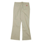 DICKIES Womens Beige Cotton Blend Regular Fit Flared Trousers W30 L28 Workwear