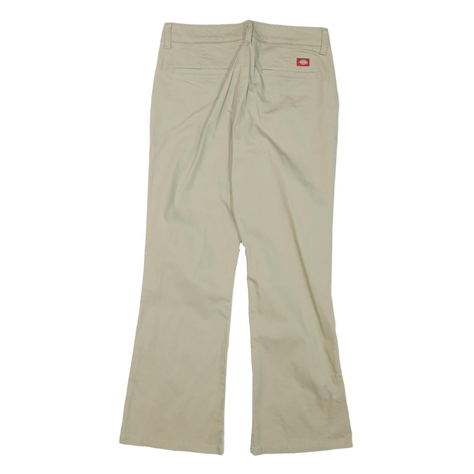DICKIES Womens Beige Cotton Blend Regular Fit Flared Trousers W30 L28 Workwear
