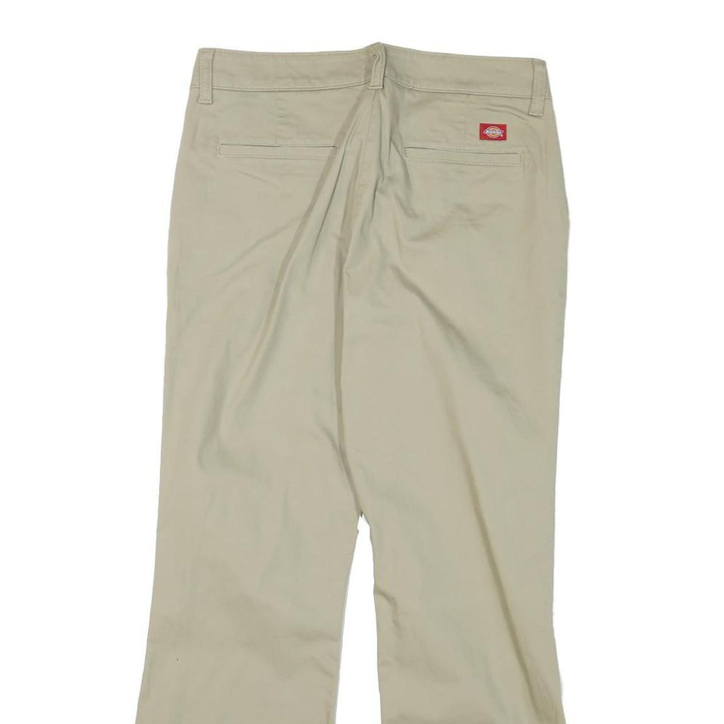 DICKIES Womens Beige Cotton Blend Regular Fit Flared Trousers W30 L28 Workwear