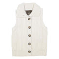 MASSIMO DUTTI Womens White Cable Knit Button Up Jumper Vest M Wool Blend