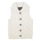 MASSIMO DUTTI Womens White Cable Knit Button Up Jumper Vest M Wool Blend