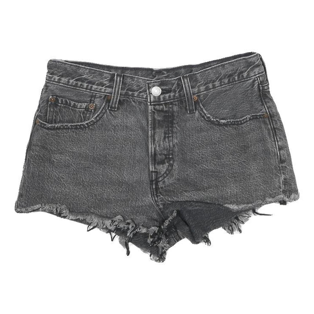 LEVI'S Womens Black Denim Cut-Off Shorts S W27 Frayed Hem Casual Summer