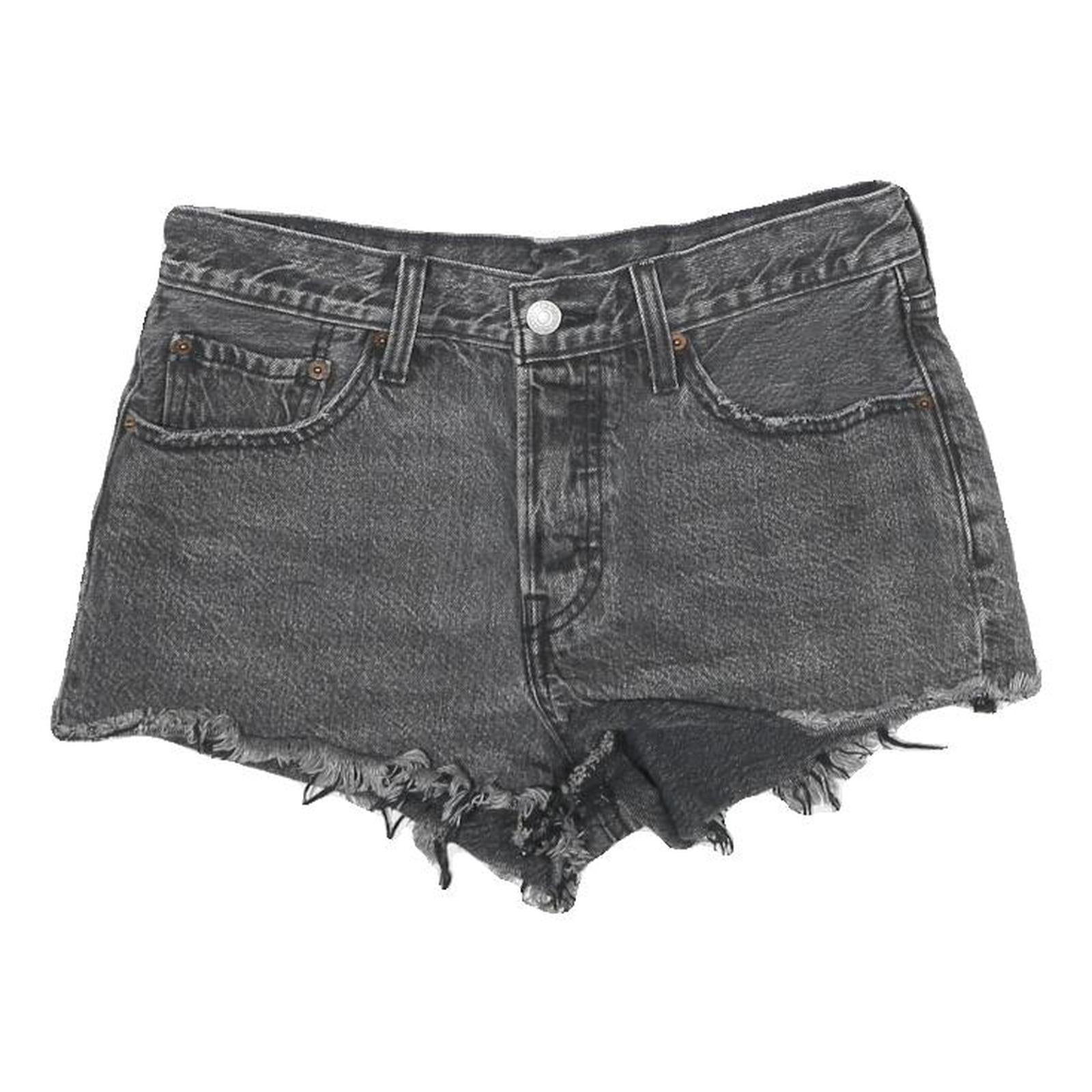 LEVI'S Womens Black Denim Cut-Off Shorts S W27 Frayed Hem Casual Summer