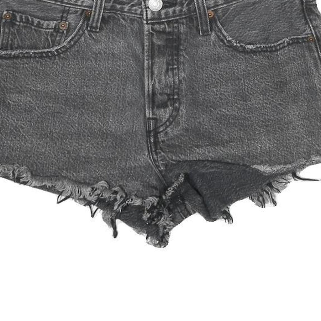 LEVI'S Womens Black Denim Cut-Off Shorts S W27 Frayed Hem Casual Summer