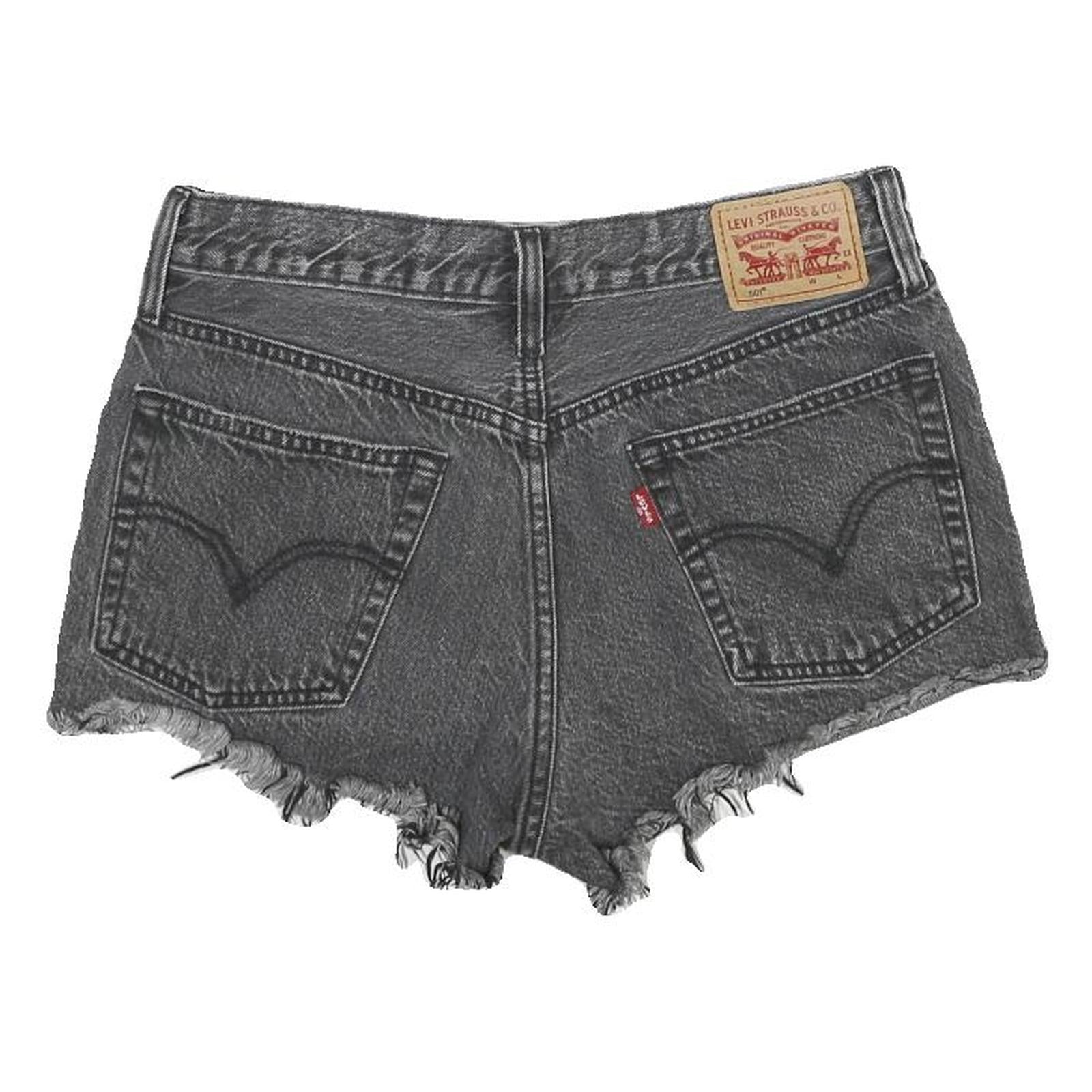 LEVI'S Womens Black Denim Cut-Off Shorts S W27 Frayed Hem Casual Summer