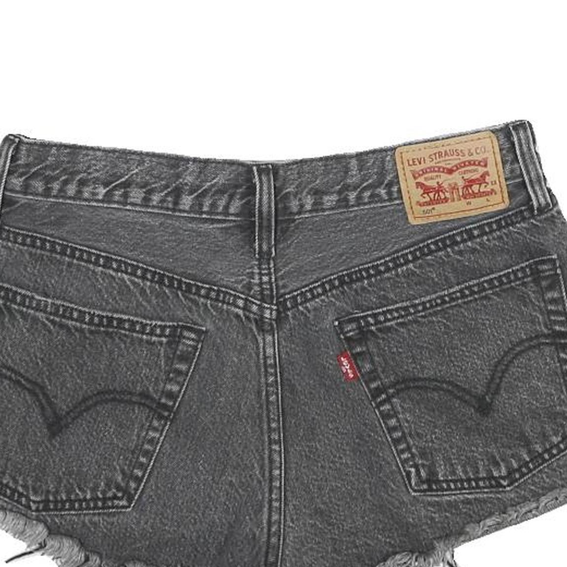 LEVI'S Womens Black Denim Cut-Off Shorts S W27 Frayed Hem Casual Summer