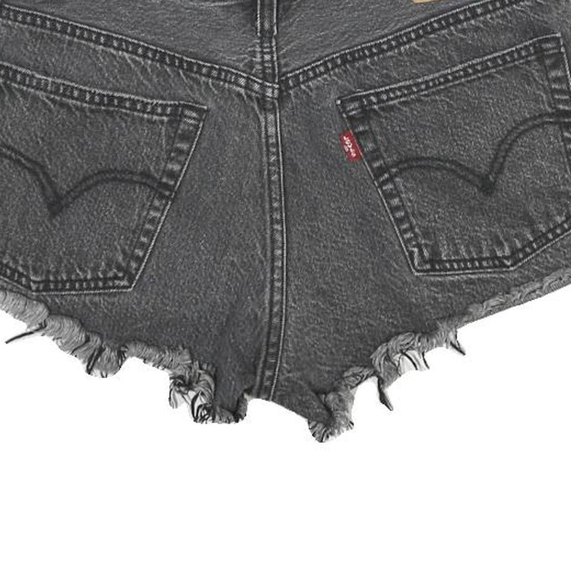 LEVI'S Womens Black Denim Cut-Off Shorts S W27 Frayed Hem Casual Summer