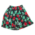 Womens Pleated Skirt Black Short Floral M