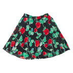 Womens Pleated Skirt Black Short Floral M